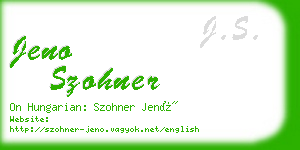 jeno szohner business card